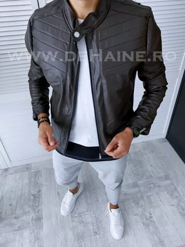 Geaca barbati dark brown piele ecologica B2841 T5-1